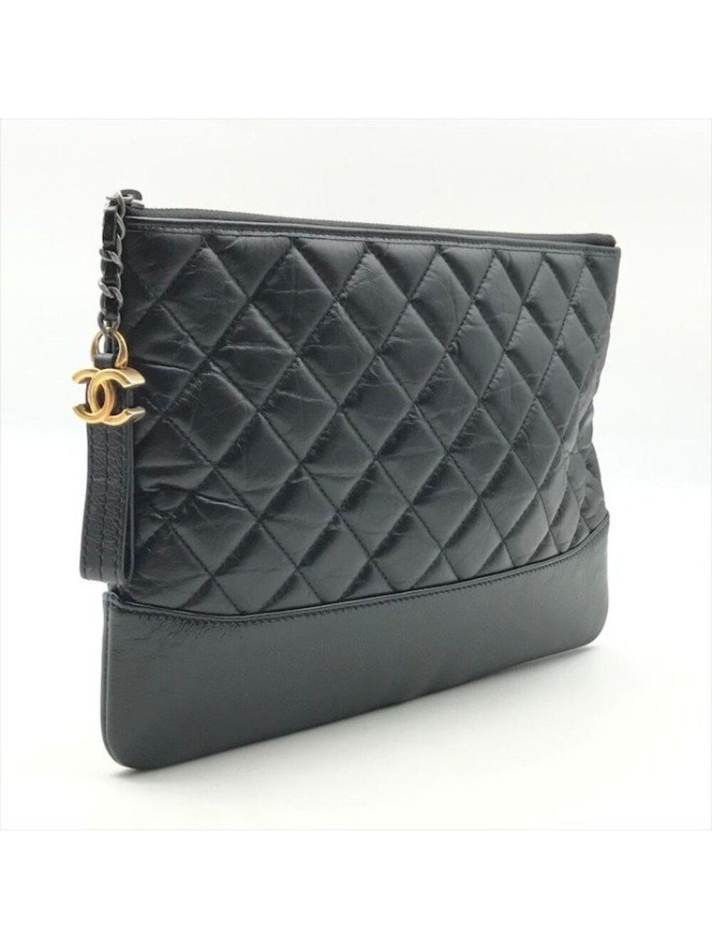 Chanel CC Logo Quilted Gabriel Lambskin Hand Clutch Black - Picture 3 of 10